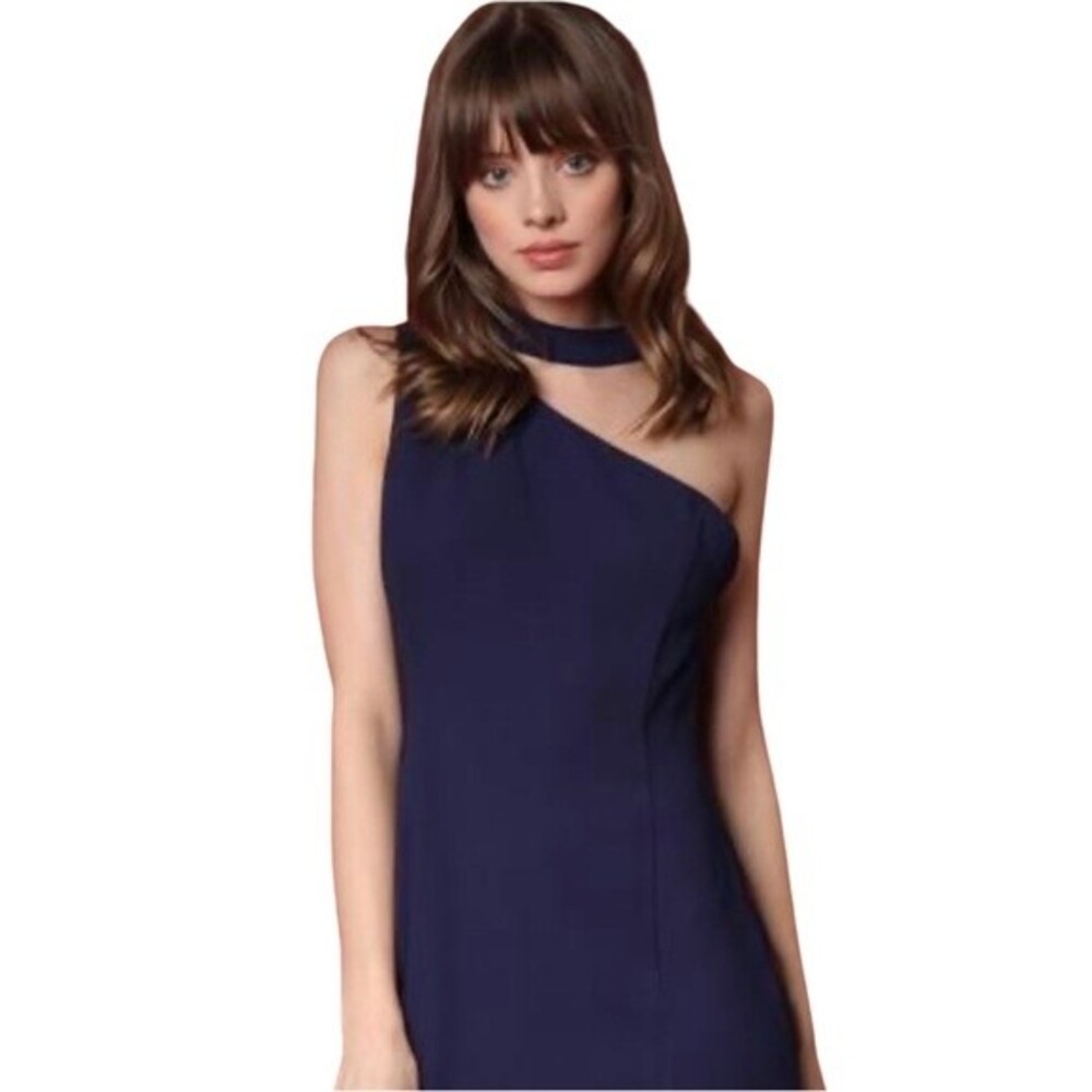 Naked Zebra one shoulder navy mini dress size small
